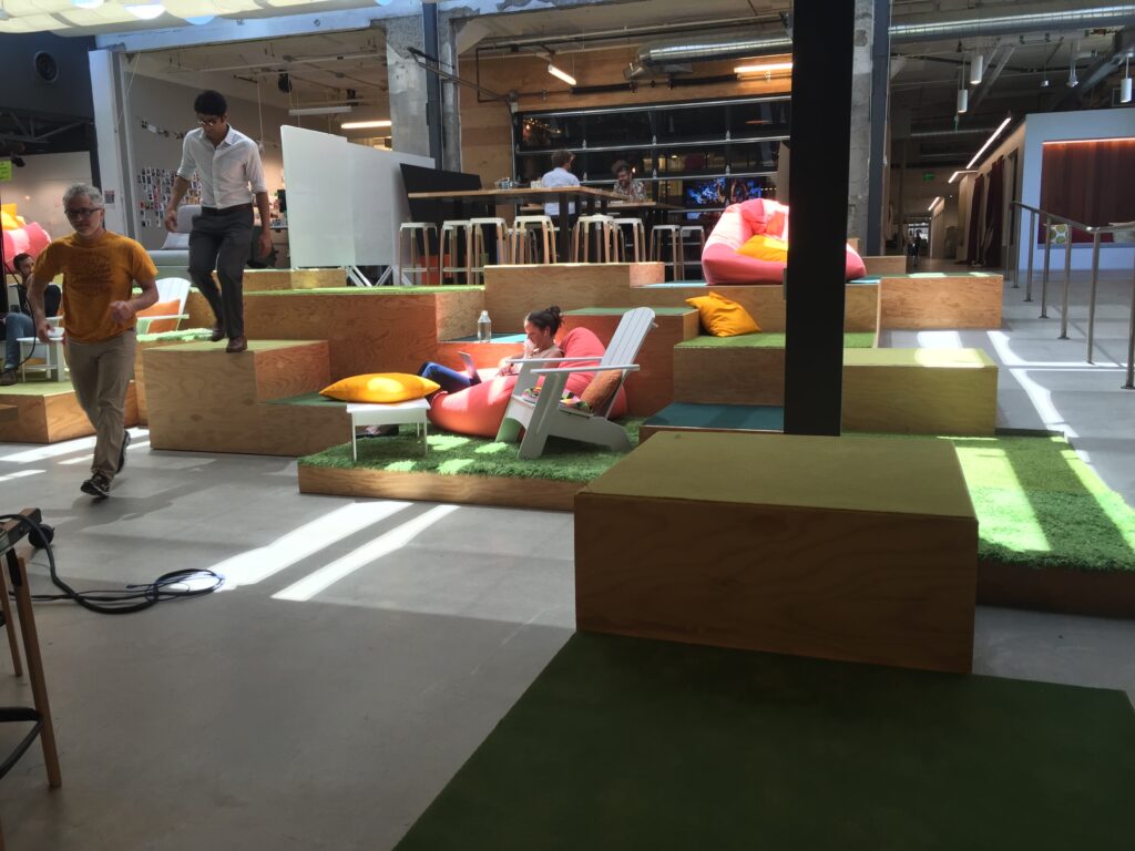 Open courtyard work area at Airbnb San Francisco