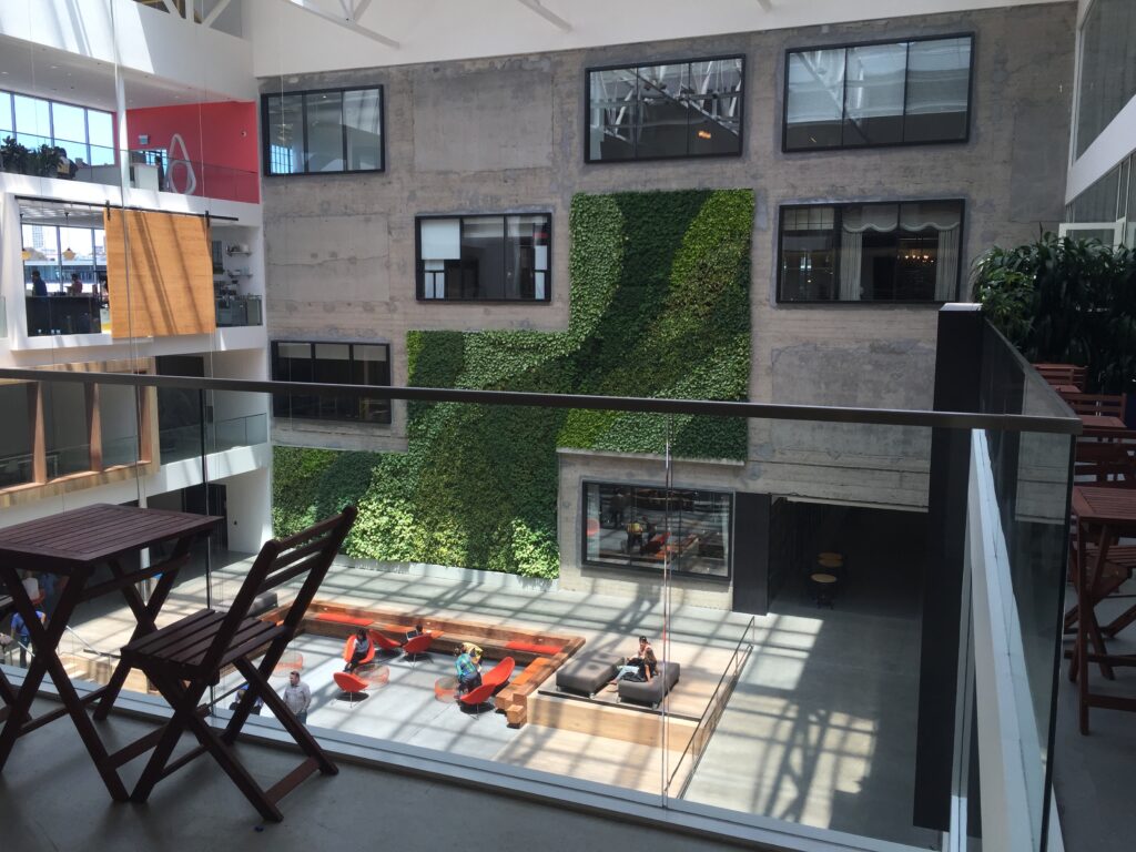 Courtyard work areas at Airbnb San Francisco