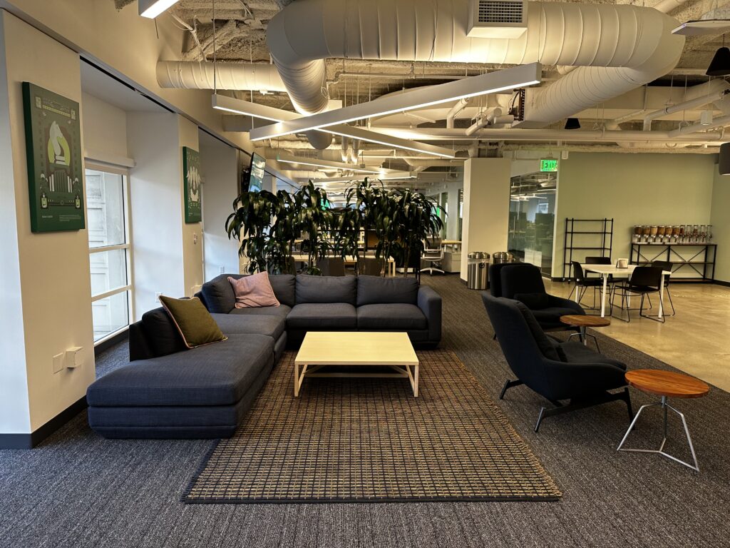 Relaxing work area at MongoDB in San Francisco