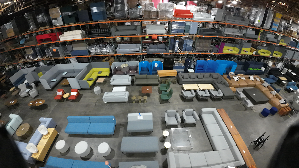 Warehouse or repurposed furniture
