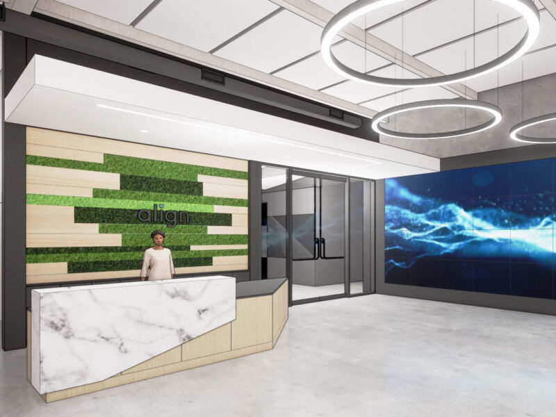 Architect rendering of lobby of Align Technology